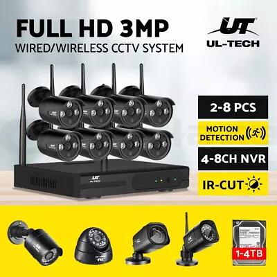 UL-tech CCTV Camera Security System Wireless Home 3MP WIFI 8CH DVR Outdoor IP • $69.95