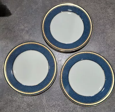 Mikasa Grande Ivory Imperial Lapis 3 Dinner Plates (10.75”) Gold Trim – Blue Rim • $38.95