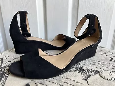 J. Crew Women’s Black Suede Mini Wedge Sandals Size 8 M • $15