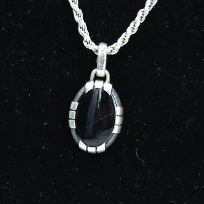 $58 • Buy Vtg David Yurman Sterling Silver Necklace W/Black Onyx Pendant See Desc SJ97