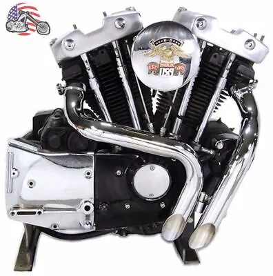 1 3/4  Chrome LAF L.A.F. Exhaust Header Set Drag Pipes Harley Ironhead Sportster • $169.95