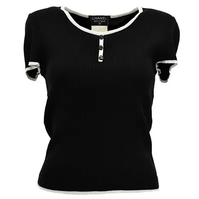 Chanel T-shirt Black 95P #42 141269 • £1668.71