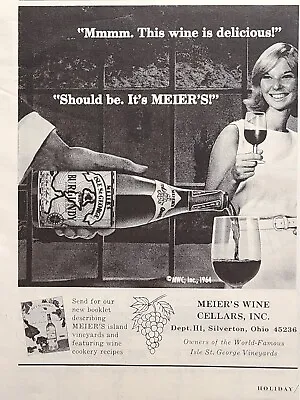 Meier's Wine Cellars Silverton OH Isle St. George Vinyards Vintage Print Ad 1965 • $8.77