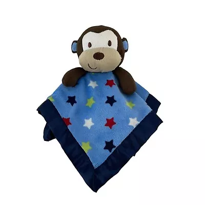 Garanimals Monkey Lovey Blue Stars Satin Trim Baby Security Blanket • $9.99