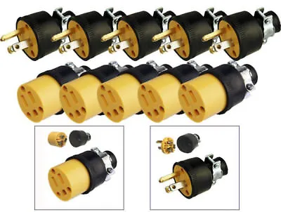 (10-pc) Male & Female Extension Cord Replacement Electrical Plugs 15AMP 125V End • $21.99