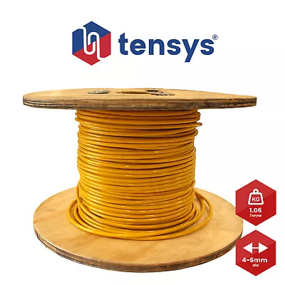 £440 • Buy Galvanised PVC Covered Wire Rope,Yellow, 4mm Dia Coated To 6mm, 1.06 Tonne MBL