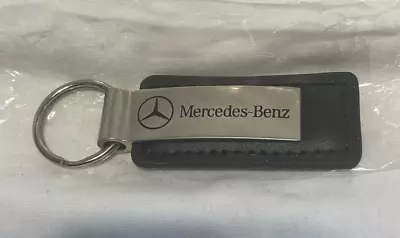 MERCEDES BENZ Car Keychain Black Leather Chrome Laser Print Logo Key Fob • $14.99
