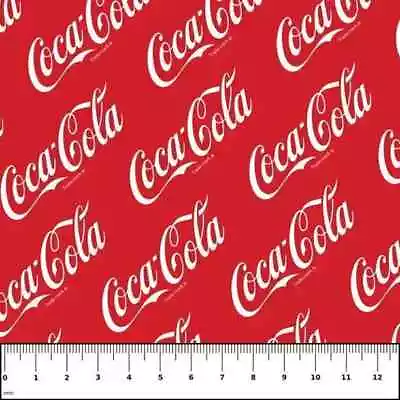 Fabric Fat Quarter Coca - Cola Coke  100% Cotton  Red & White  Soda Pop Quilting • $2.99