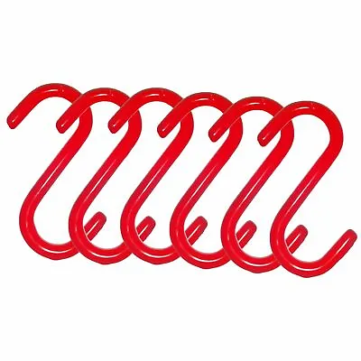 6 Pieces 3  Inch Red Vinyl Coated S Shaped Hooks For Hanging Kitchen Rack • $7.79