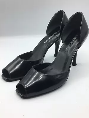 Michael Shannon Women's Black 3.5  Heel Patent Leather Shoes Size 7.5 M Peep Toe • $14.45