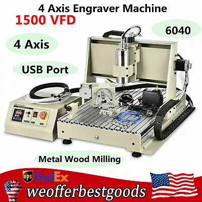 USB 4 Axis 1500W VFD CNC Router 6040Z Engraver Engraving Machine Woodworking • $1199