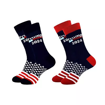 2 Pairs 2024 Donald Trump Patriotic American Flag Novelty Socks One Size • $10.19