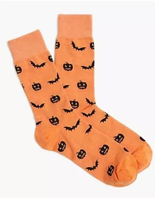 J Crew Pumpkin Bat Halloween Orange Socks One Size • $14.99