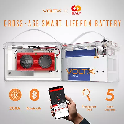 VoltX 12V 100Ah Lithium Iron Phosphate Battery Deep Cycle 200A BMS Bluetooth RV • $1149