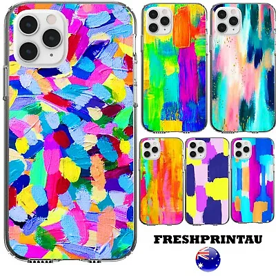 $17.95 • Buy Silicone Case Cover Colourful Abstract Oil Paint Mosaic Pink Blocking Lilac Red