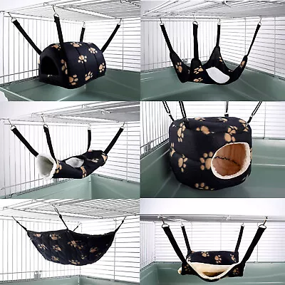 Hammock For Ferret Chinchilla Rat Guinea Pig Bed Toy Pet House Black Paw Print • £10.19