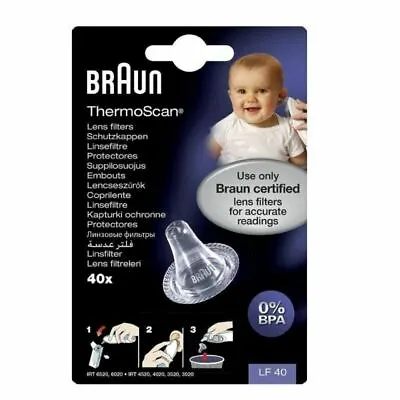 Braun - ThermoScan Ear Thermometer Lens Filters 40 PACK Covers • $29.95