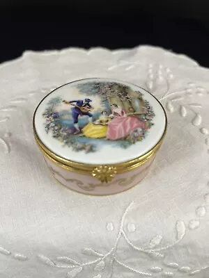 Vintage Limoges France Porcelain Hinged Trinket Box ~ Renaissance Scene • $39