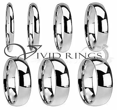 $6.49 • Buy Stainless Steel Ring High Polish Wedding Band Size 3.5 To 14.5