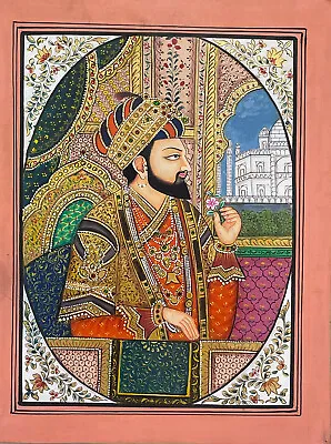 Mughal Emperor Shahjahan  Painting Indian Miniature Painting Wall Hanging • $94.99