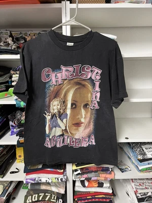 $400 • Buy Vintage Christina Aguilera Rap Tee Justified Stripped Tour Shirt  2 Pac Biggie