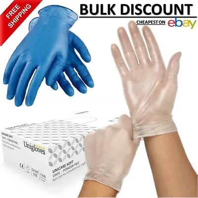 £0.99 • Buy Vinyl Gloves Disposable Powder Free Latex Free Food Safe Antibacterial Box 100