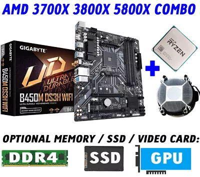 $283.33 • Buy AMD RYZEN 7 5800X 3800X 3700X CPU+GIGABYTE B450M DS3H WIFI AM4 Motherboard COMBO