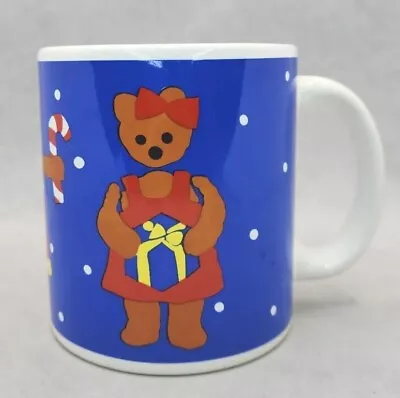 Vtg Waechtersbach W. Germany Christmas New Year Teddy Bears Blue Mug Bear L U207 • $24.99