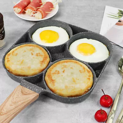 4 IN 1 Frying Pot Pan Hamburger Pan Non-stick Egg Pancake Steak Breakfast Maker • £8.39