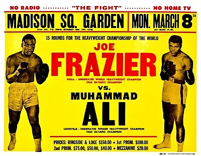 Home Wall Art Print - Vintage Sports Poster -MUHAMMAD ALI VS FRAZIER-A4A3A2A1 • £6.99