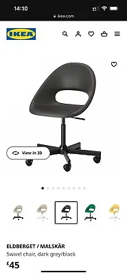 Ikea ELDBERGET / MALSKÄR Swivel Chair Dark Grey/black • £20