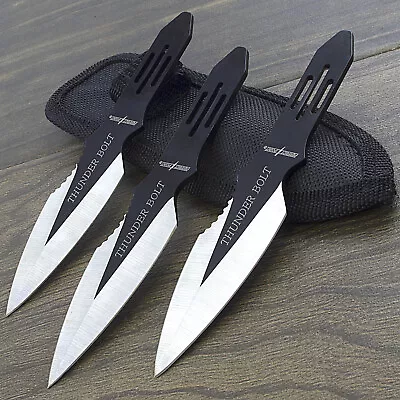 3 PC NINJA KUNAI COMBAT 5.5  STEEL THROWING KNIFE SET W/ SHEATH Military Hunting • $8.95