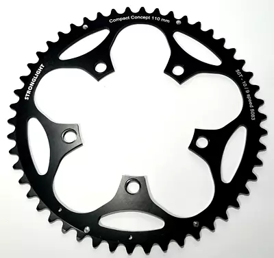NEW Stronglight Dural Alloy 5083 9/10 Speed 110mm BCD Chainring Black 50T • $37