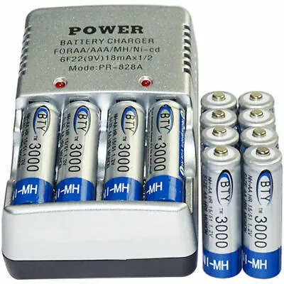 12x AA 2A 3000mAh 1.2 V Ni-MH BTY Rechargeable Battery Cell+ AA Battery Charger • $16.98