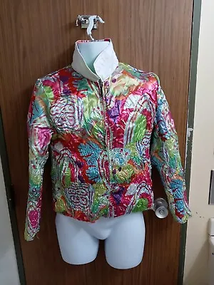 Vintage UBU 2 Sided Bright Bold Spring Summer Colors SZ S Lightweight Jacket Zip • $20