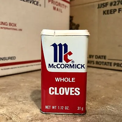 Vintage McCormick Whole Cloves Advertising Tin Can Baltimore MD 1977 Red/White • $6.49