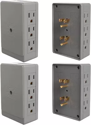 Litesun (4 Pack) Side Entry Outlet Plug 6-Way Electrical Socket Splitter Wall M • $39