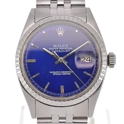 ROLEX Oyster Perpetual DATEJUST 1603 Cal.1570 Blue Dial Automatic Men's L#127893 • $3989.30