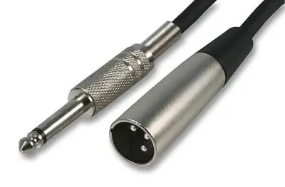 Male XLR To 1/4 Jack Cable Mono Plug Mic 6.35mm 6.3mm - 3m Lead • £9.49