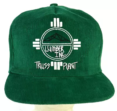 Vintage Lumber Inc Truss Plant Green Corduroy Snapback Hat Cap USA Made • $17.24