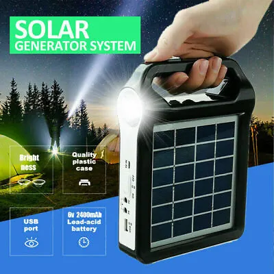 Portable Solar Panel Power System USB Charging Generator Camping Emergency Light • £11.99