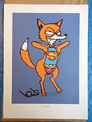 Kryptonite Fox By Mau Mau Midnight Blue 2012 Limited Edition Screen Print • £241.05