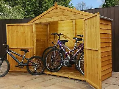 WOODEN BIKE STORE SHED GARDEN WOOD DOUBLE DOOR HUT OUTSIDE STOREAGE 7x3 7ft X3ft • £279.94