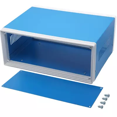 Electronic Enclosures Blue Metal Enclosure Project Case DIY Box Junction Case En • $49.99