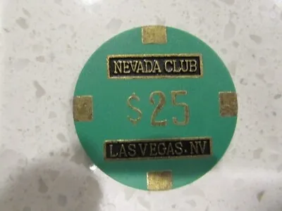 $25 NEVADA CLUB Casino Las Vegas GREEN & BRASS +FREE Mystery Bonus Poker Chip • $7.15