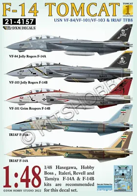 DXM Decal 1/48 USN F-14 Tomcat Collection 1 (VF-84 / VF-101 / VF-103 & IRIAF) • $18