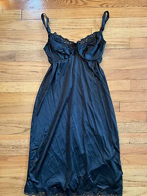 $3.79 • Buy Beautiful Vintage Vassarette Nylon Lace UW Bra Full Dress Slip BLK 36D USA