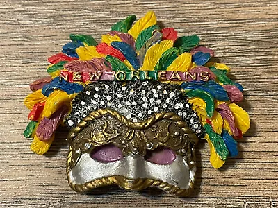Mardi Gras Feather Mask New Orleans 3D Fridge Magnet Polyresin Souvenir • $9.98