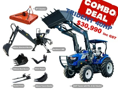 $30990 • Buy Trident 40hp Combo Deal (fel + Backhoe + Slasher + Forks)