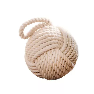 6  Dia. Cream Monkey Fist Rope Knot Door Stopper Nautical Wedge Bookend- Ivory • $38